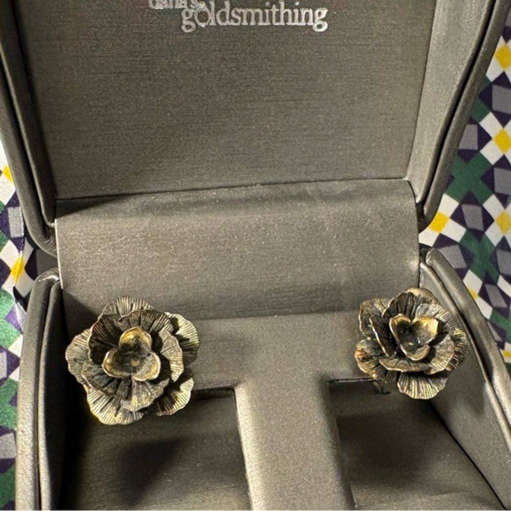 Vintage Brass Floral Earrings
